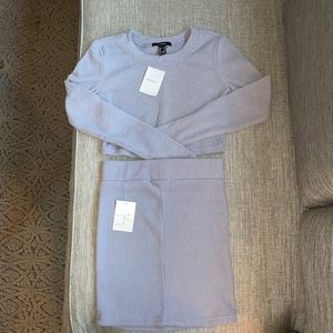 Forever 21 lavender sweater crop top and matching skirt with tags brand new